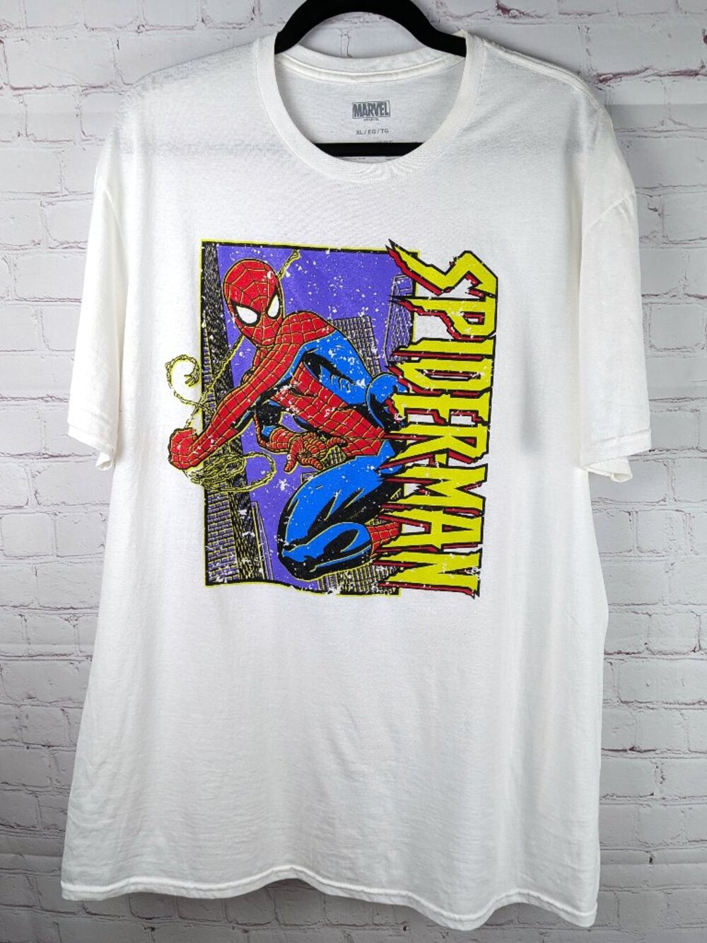 Marvel Spiderman Distressed Comic Tee XL